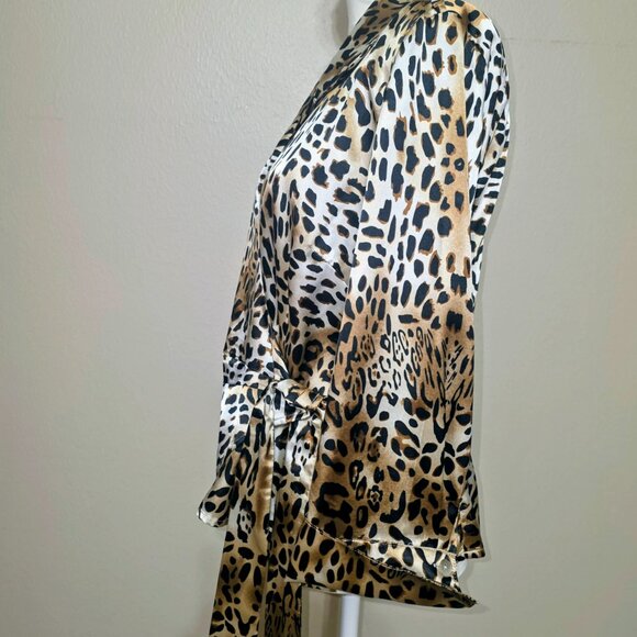Sharon Young Leopard Print Wrap Blouse – Size 10 - Picture 3 of 5
